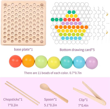 Wooden Peg Board Beads Game, Learning Montessori Toys,Color Sorting Stacking Matching Toys For Toddlers, Counting Toy For Kids, Educational Games For Fine Motor Math, Gift For Girls And Boys