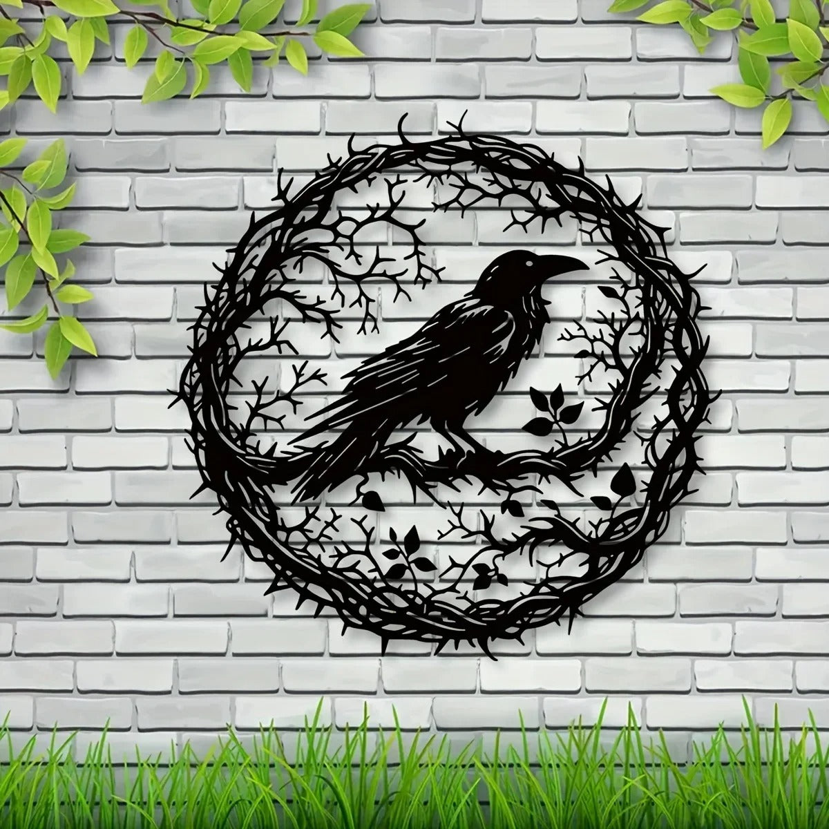 Gothic Black Metal Crow Wall Art - Vintage Industrial Iron Bird Silhouette