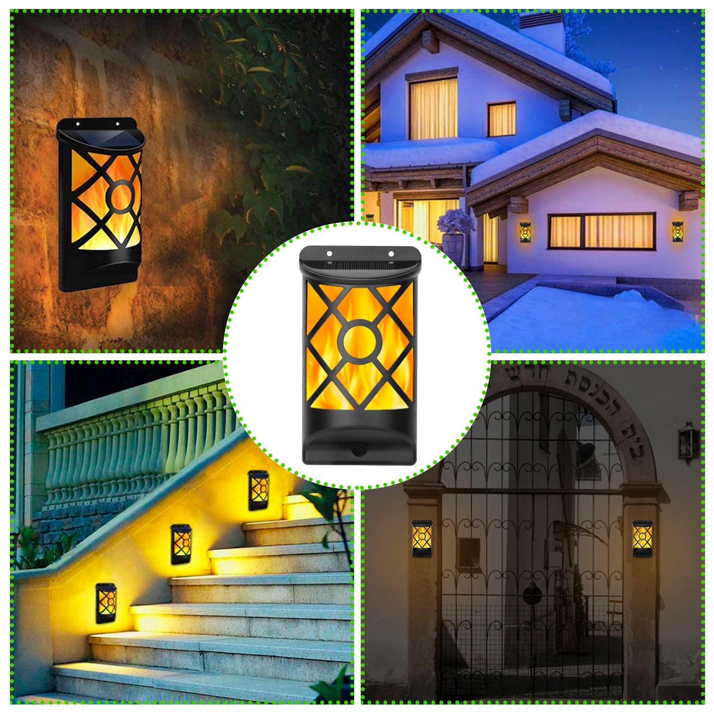 Forbidden To Sell On Walmart 1Pc Flame Solar Lights Outdoor 96 LEDs Waterproof Flickering Flame Wall Mount Lamp Auto On Off Sensor Decorative Landscape Night Lamp For Deck Patio Yard