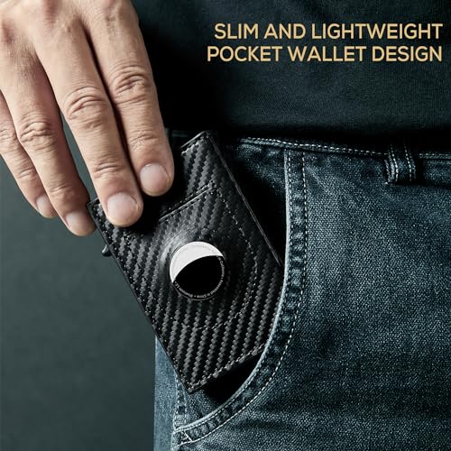 Airtag Wallet Men Minimalist Up Wallet With Money Clip RFID Card Holder Slim Wallet With Airtag Holder,ID Window