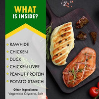 Dog Rawhide Treats With Duck And Chicken Human Grade Meat All Natural Organic Dried Snacks Grain Free Long Lasting Chews For Large And Small Dogs