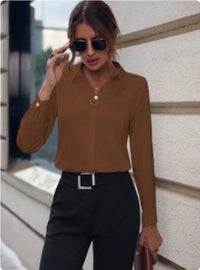 Fashionable Elegant Business Style Long Sleeve Shirt With Pearl Button