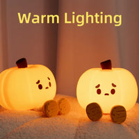 Pumpkin Lantern Silicone Night Light Bedroom Sleep Lamp Bedside Pat Lamp Sleeping Companion Cartoon Ornaments Children's Lamp