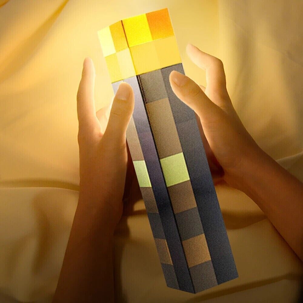Minecraft Game Torch Lamp Led Night Light Home Decors USB Rechargeable Kids Gift