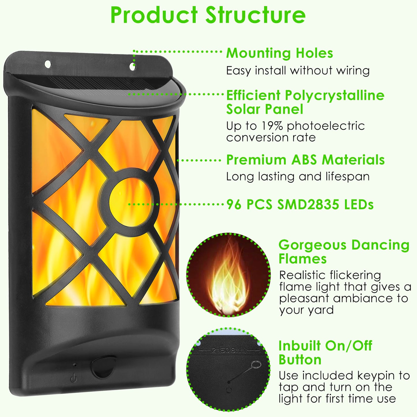 Forbidden To Sell On Walmart 1Pc Flame Solar Lights Outdoor 96 LEDs Waterproof Flickering Flame Wall Mount Lamp Auto On Off Sensor Decorative Landscape Night Lamp For Deck Patio Yard