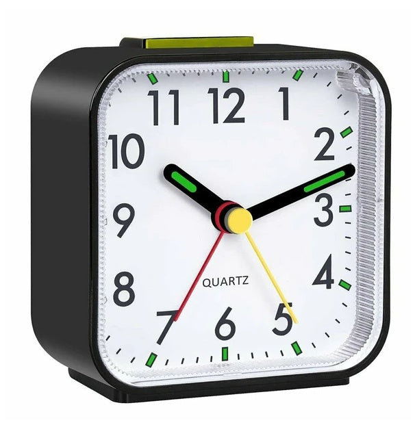 LED Desk Alarm Clock Nightlight Snooze Quiet Non Ticking Battery Powered Bedroom