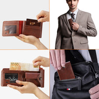 1Pc Men  Wallet PU Leather Purse Slim Card Holder Cases With 2 ID Window Coin Pocket