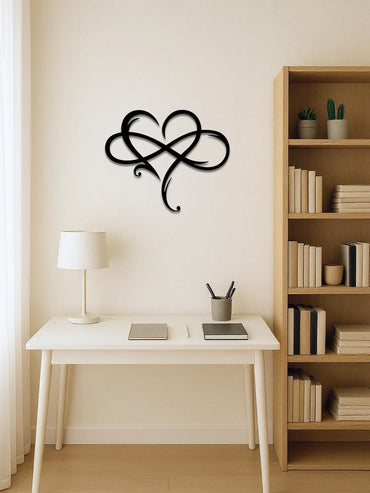 1pc Infinity Heart Metal Wall Decor Black,Heart Love Sign Plaque Elegant Bedroom