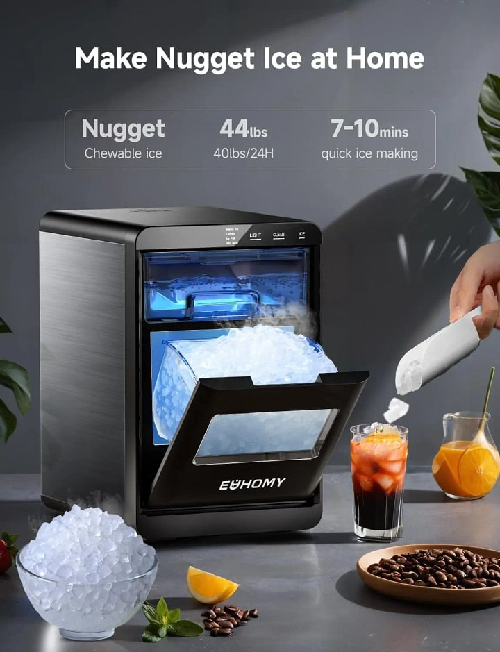 Nugget Ice Maker | 44 lbs/24H Self-Cleaning