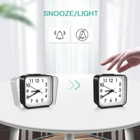 LED Desk Alarm Clock Nightlight Snooze Quiet Non Ticking Battery Powered Bedroom