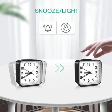 LED Desk Alarm Clock Nightlight Snooze Quiet Non Ticking Battery Powered Bedroom