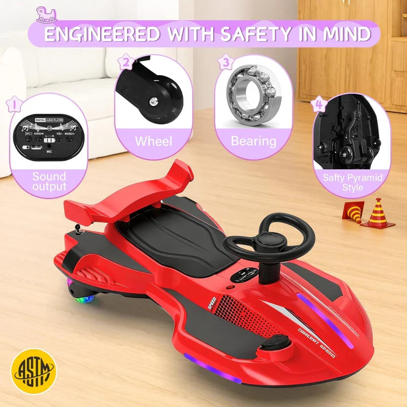 12V Electric Wiggle Car | 2-in-1 Swing & Drift Ride-On