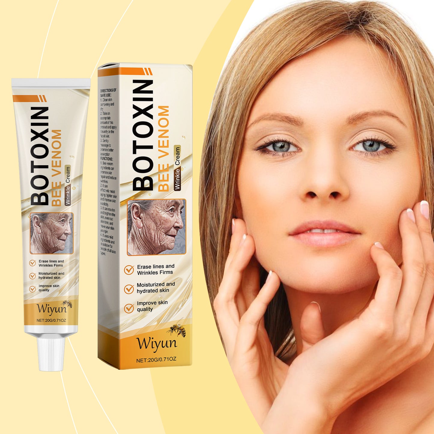 Wiyun Bee Venom Skin Care Cream, Gentle Nourishing Care Facial Skin Moisturizing Hydrating Tender Skin Care Cream