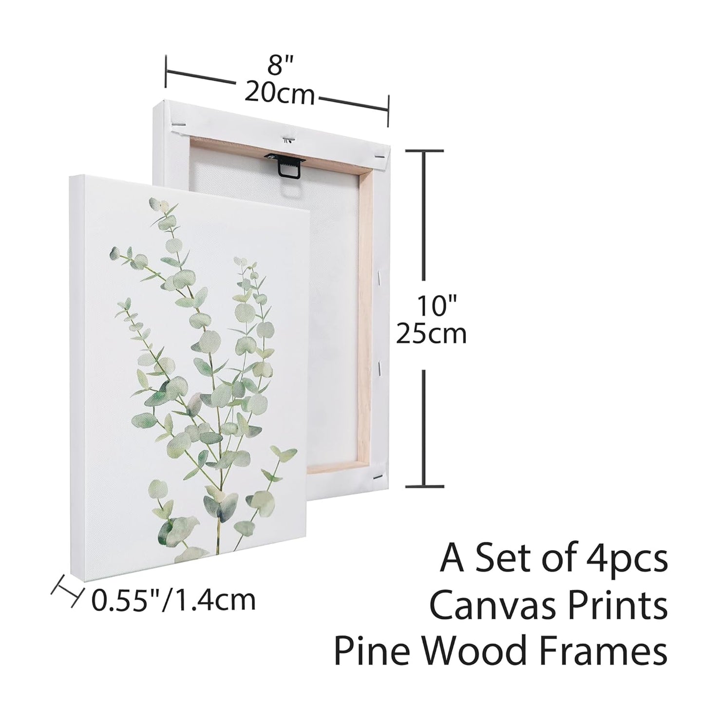 4PCS 8X10in,Botanical Plant Canvas Wall Art, Framed Boho Wall Decor For Bathroom, Minimalist Aesthetic Bedroom Wall Art