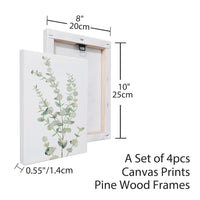 4PCS 8X10in,Botanical Plant Canvas Wall Art, Framed Boho Wall Decor For Bathroom, Minimalist Aesthetic Bedroom Wall Art