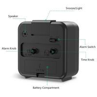 LED Desk Alarm Clock Nightlight Snooze Quiet Non Ticking Battery Powered Bedroom