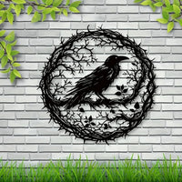 Gothic Black Metal Crow Wall Art - Vintage Industrial Iron Bird Silhouette