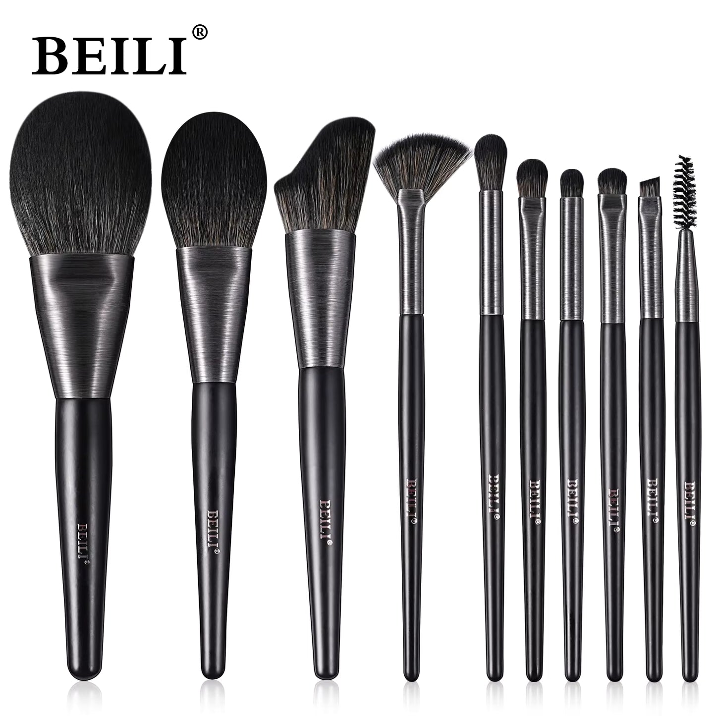 Baili 10pcs Rose Gold Tube Synthetic Hair Vegan Luxury Makeup Brush Set Contour Blush Brush Set