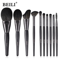 Baili 10pcs Rose Gold Tube Synthetic Hair Vegan Luxury Makeup Brush Set Contour Blush Brush Set