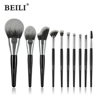 Baili 10pcs Rose Gold Tube Synthetic Hair Vegan Luxury Makeup Brush Set Contour Blush Brush Set