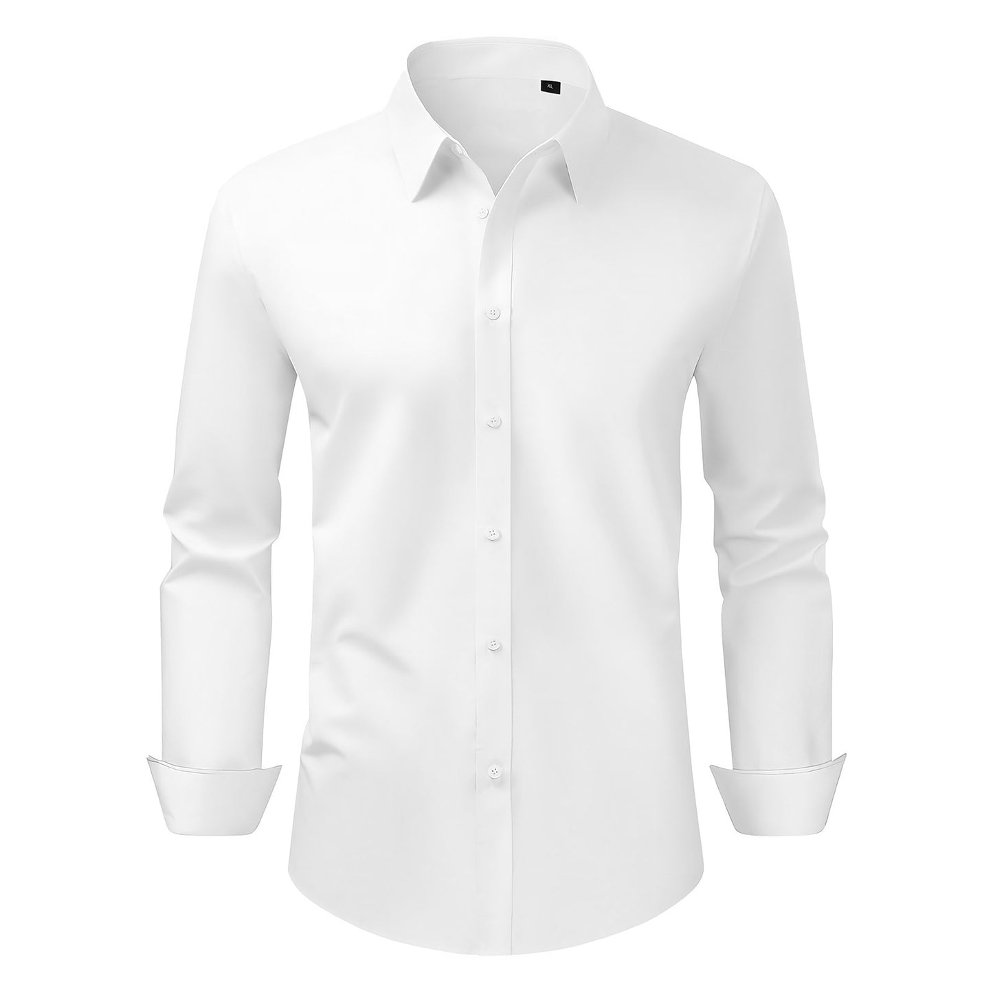 Men's Button Up Shirt, Mens Long Sleeve Wrinkle-free Button Down Dress Shirts, Slim Fit Soft Stretch Fabric For Business Casual Or Formal, Work, Wedding, Dinner, White, XL Size