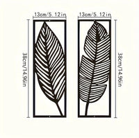 2-Pack Handmade Iron Leaf Wall Art - Rustic Nature-Inspired Home Decor