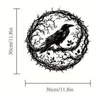 Gothic Black Metal Crow Wall Art - Vintage Industrial Iron Bird Silhouette