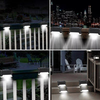 4 Solar LED Bright Deck Lights Outdoor Garden Patio Railing Decks Path Lighting Outdoor Garden Light Deck Lamp Solar Stairs Light