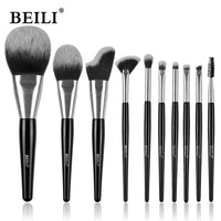 Baili 10pcs Rose Gold Tube Synthetic Hair Vegan Luxury Makeup Brush Set Contour Blush Brush Set