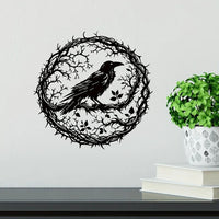 Gothic Black Metal Crow Wall Art - Vintage Industrial Iron Bird Silhouette