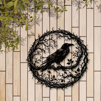Gothic Black Metal Crow Wall Art - Vintage Industrial Iron Bird Silhouette